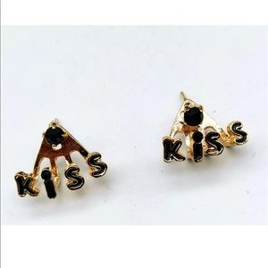 Small Black “KISS” Earrings